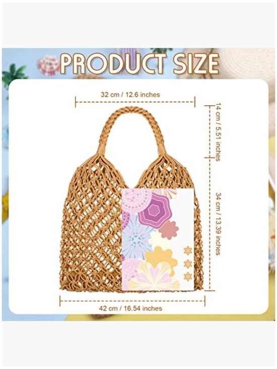 Cotton Rope Woven Shoulder Bag Macrame Mesh Beach Purse Hobo - Picture 3 of 7